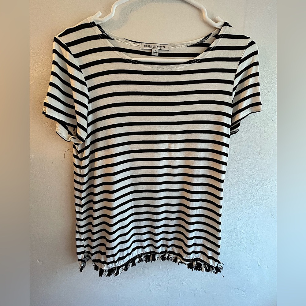 Green Envelope- White and black shirt with tassels